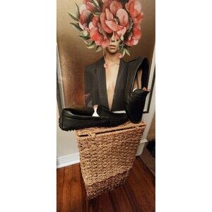 Nordstrom Brody Pebbled Soft Black Leather Slip on Penny Loafer Sz 10.5 M